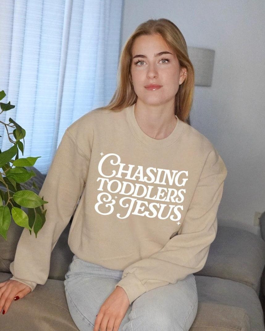 Chasing Toddlers and Jesus Slightly Cropped Sweatshirt – Faith Mom