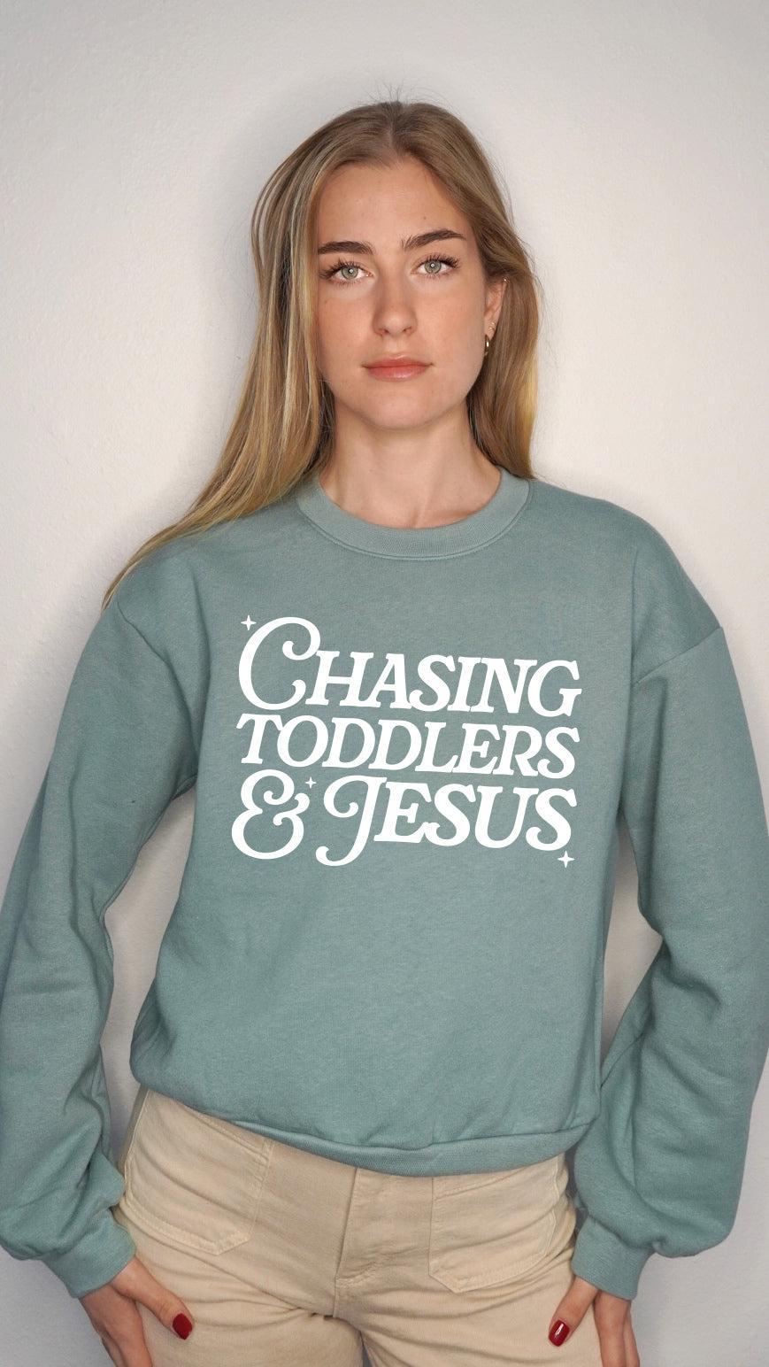 Chasing Toddlers and Jesus Slightly Cropped Sweatshirt – Faith Mom