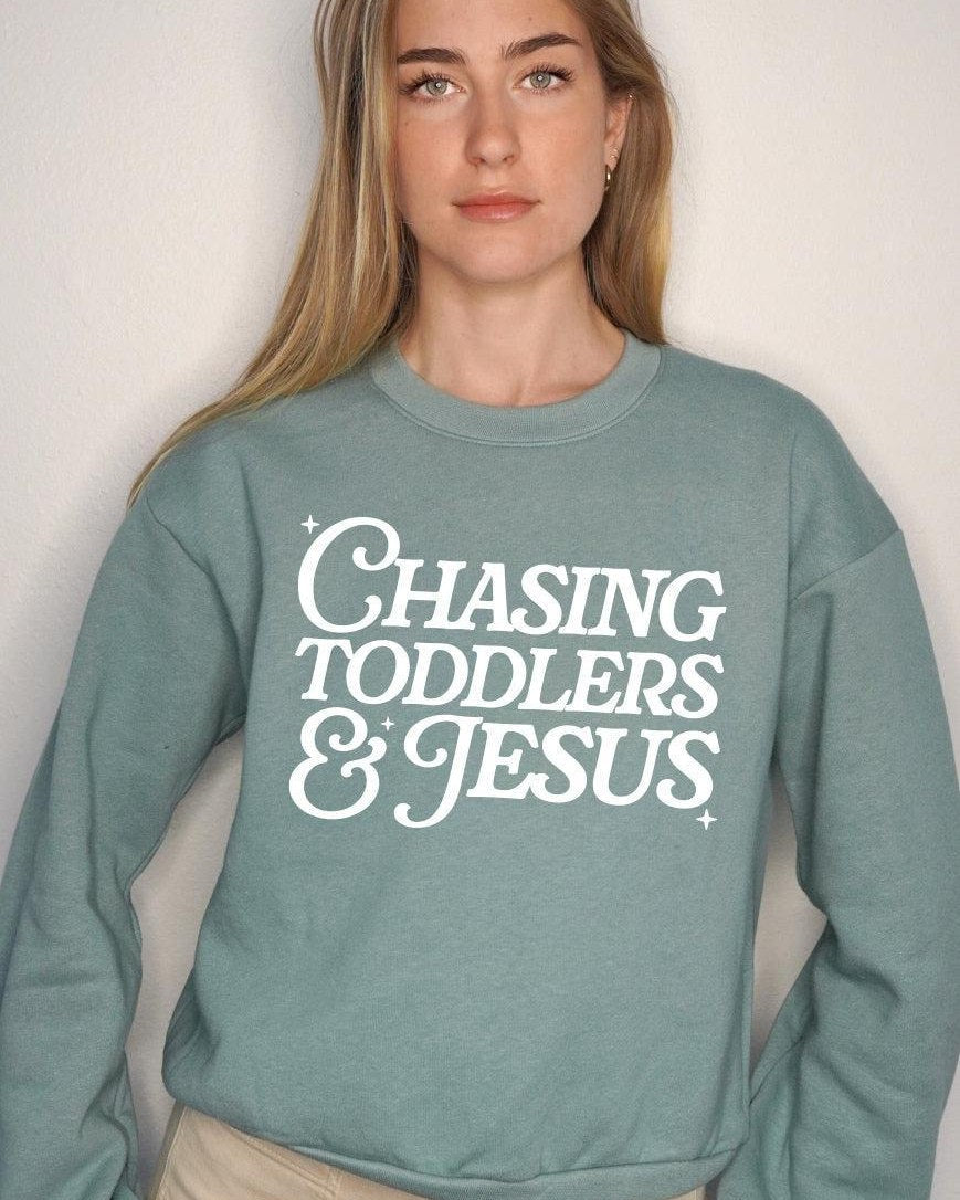 Chasing Toddlers and Jesus Slightly Cropped Sweatshirt – Faith Mom