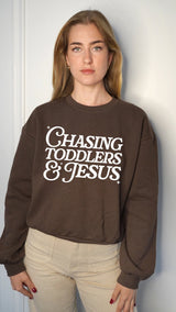 Chasing Toddlers and Jesus Slightly Cropped Sweatshirt – Faith Mom