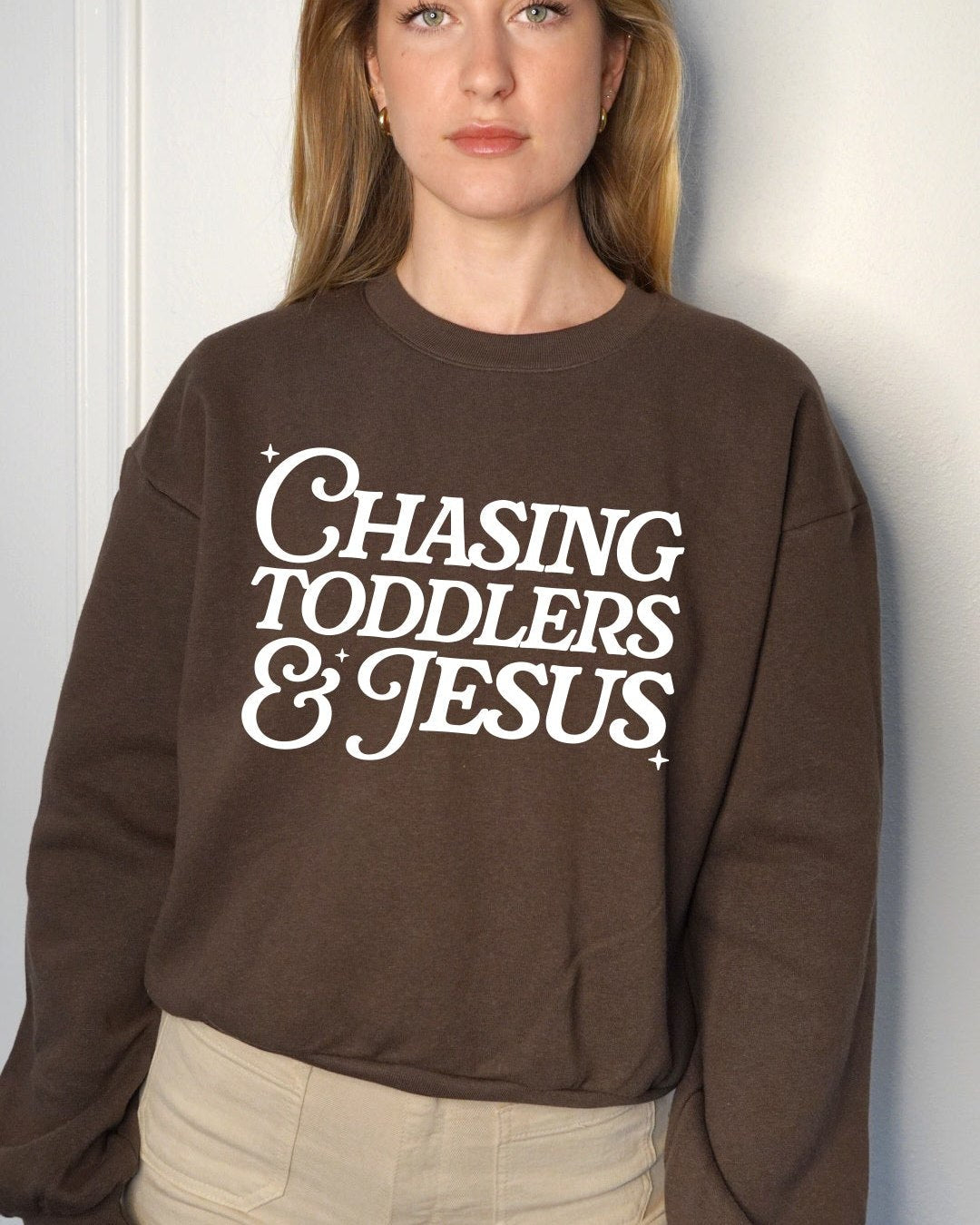 Chasing Toddlers and Jesus Slightly Cropped Sweatshirt – Faith Mom