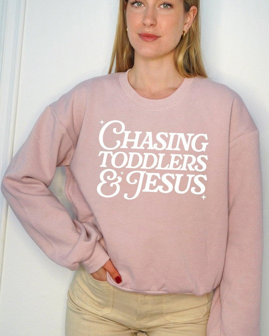 Chasing Toddlers and Jesus Slightly Cropped Sweatshirt – Faith Mom