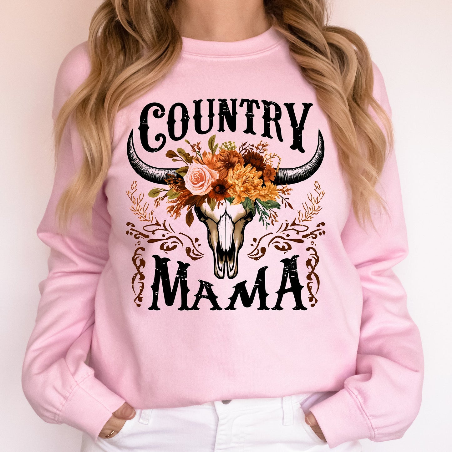 Country Mama, Skull, Western, Country, Mother's Day Sweatshirt