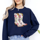 Cowgirl Boots Pink Floral Western Sweatshirt – Country