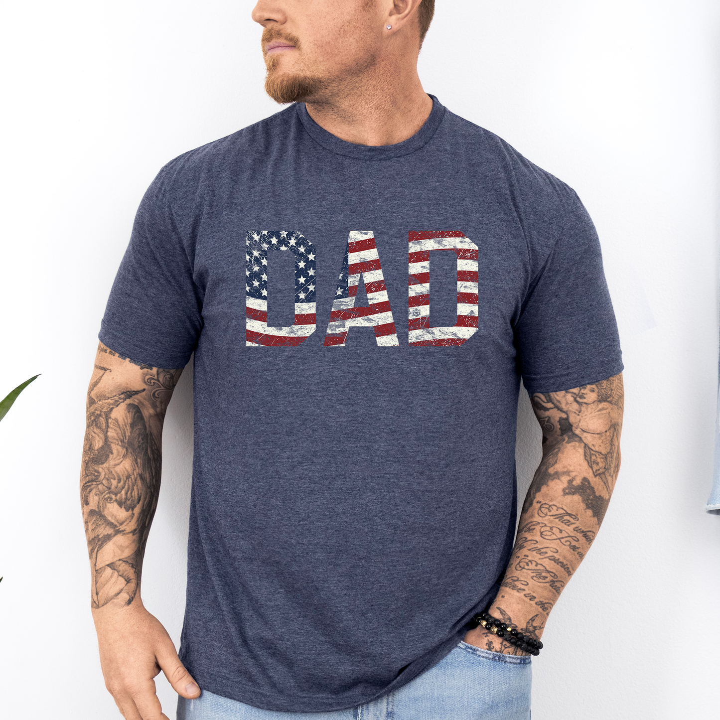 Dad Patriotic American Flag Stars & Stripes Soft Style Tee