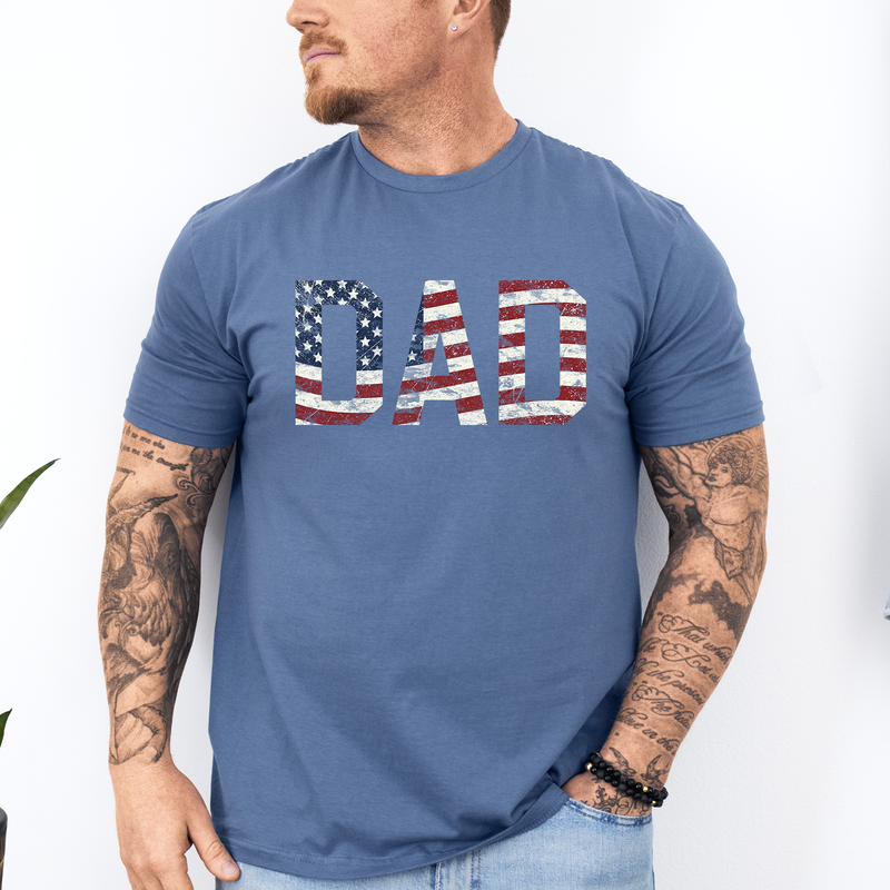 Dad Patriotic American Flag Stars & Stripes Soft Style Tee
