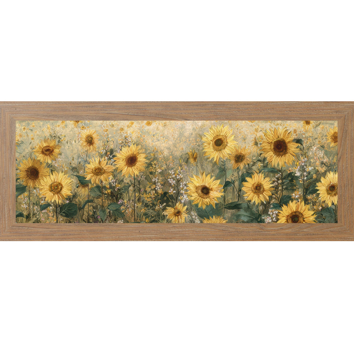 Sunflower Field Wall Art – Golden Botanical Wide Landscape Floral Decor (SB920)