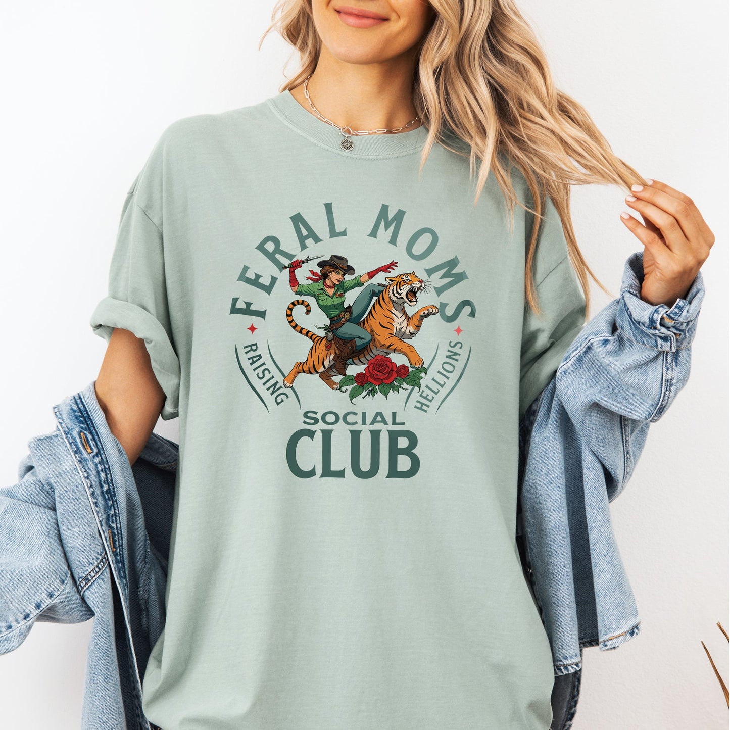Feral Moms Social Club Raising Hellions Comfort Colors Tee