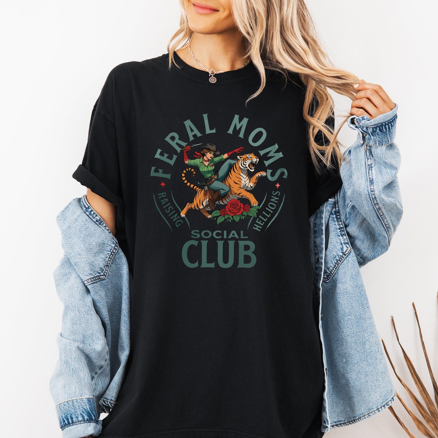 Feral Moms Social Club Raising Hellions Comfort Colors Tee
