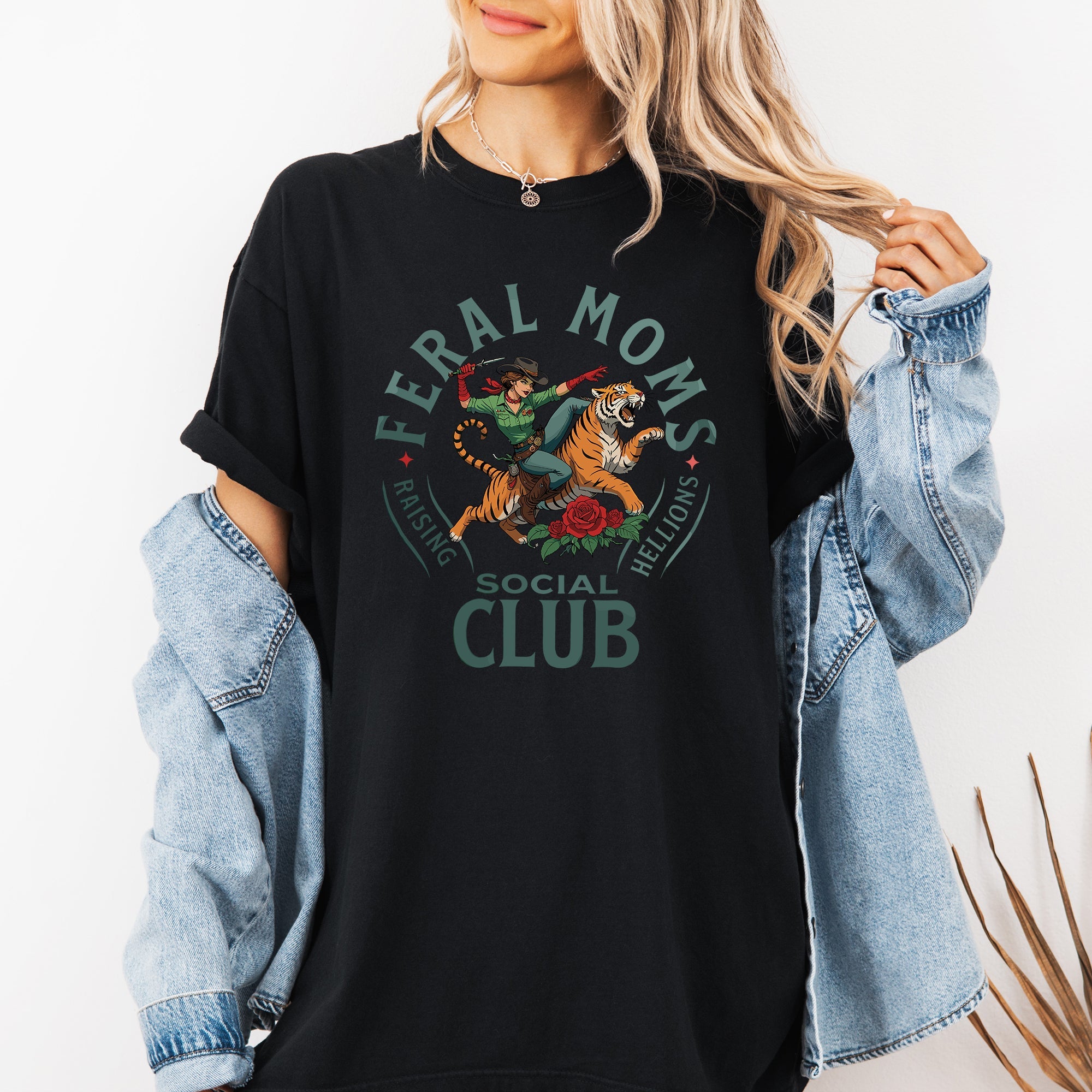 Feral Moms Social Club Raising Hellions Comfort Colors Tee