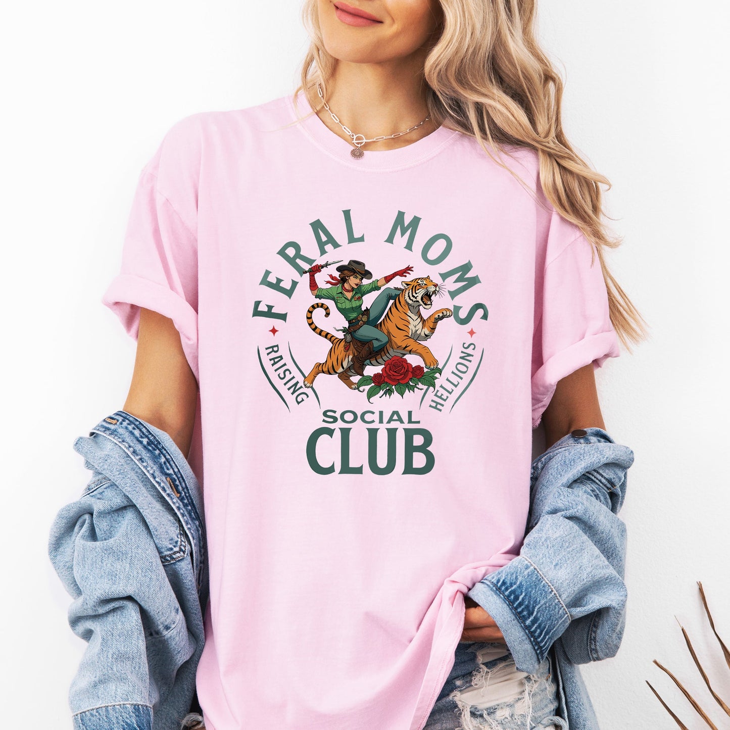 Feral Moms Social Club Raising Hellions Comfort Colors Tee
