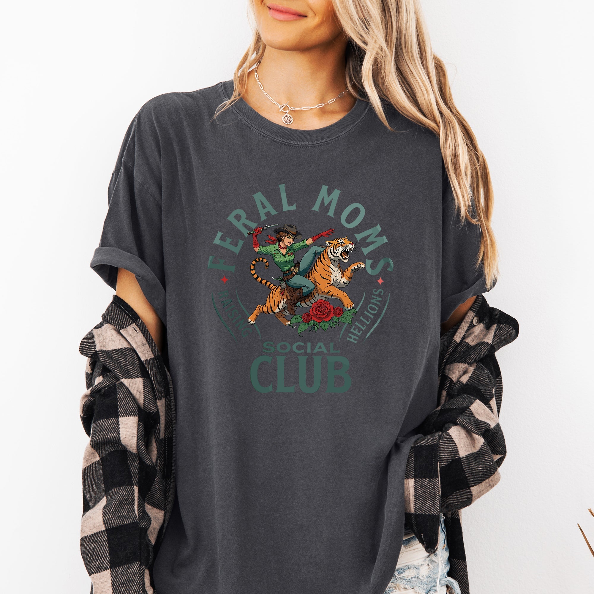 Feral Moms Social Club Raising Hellions Comfort Colors Tee
