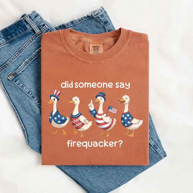 Firequacker Goose Comfort Colors Tee – Funny 4th of July Shirt