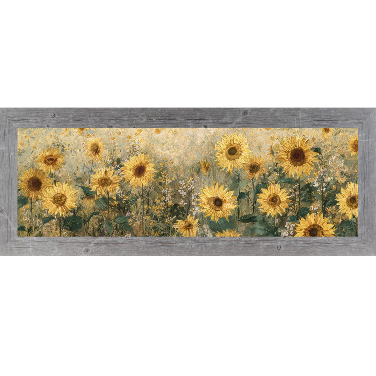 Sunflower Field Wall Art – Golden Botanical Wide Landscape Floral Decor (SB920)