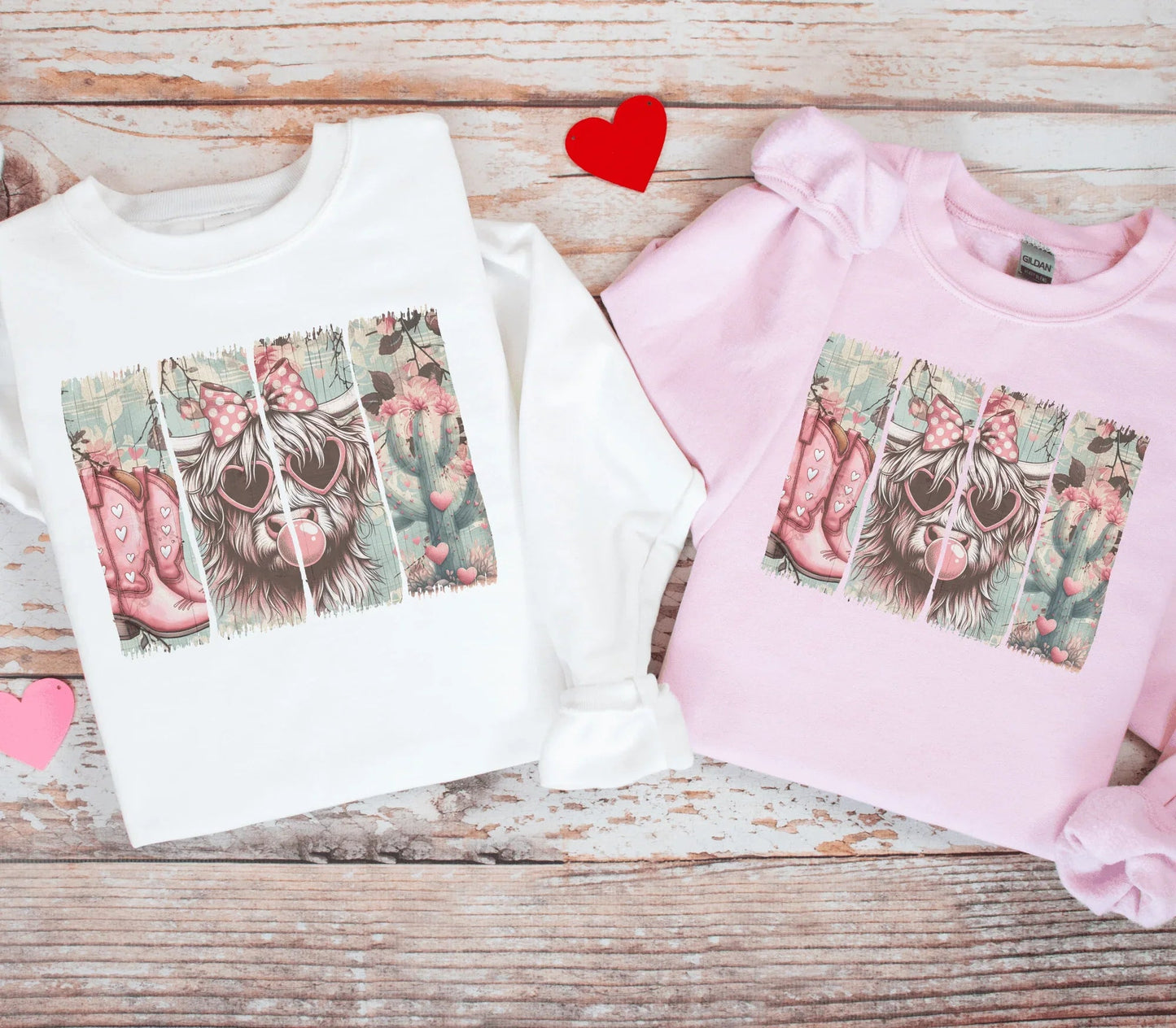 Cowgirl Cow Bubblegum Graphic Tee or Sweatshirt – Valentine's Day