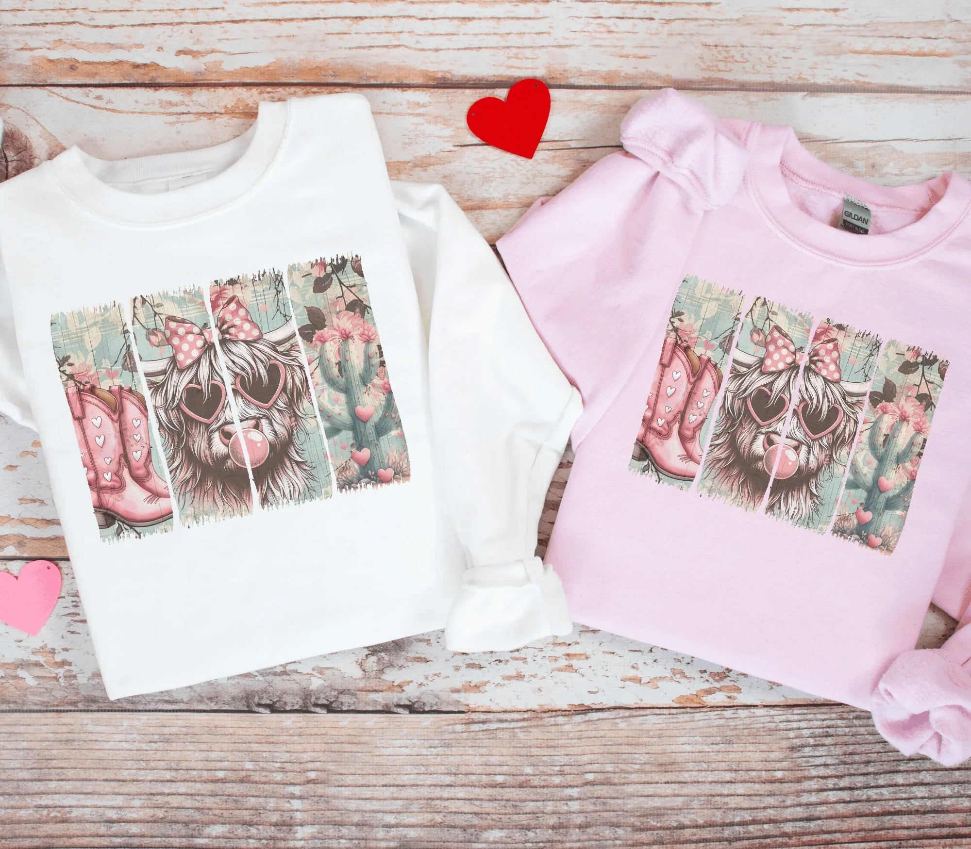 Cowgirl Cow Bubblegum Graphic Tee or Sweatshirt – Valentine's Day