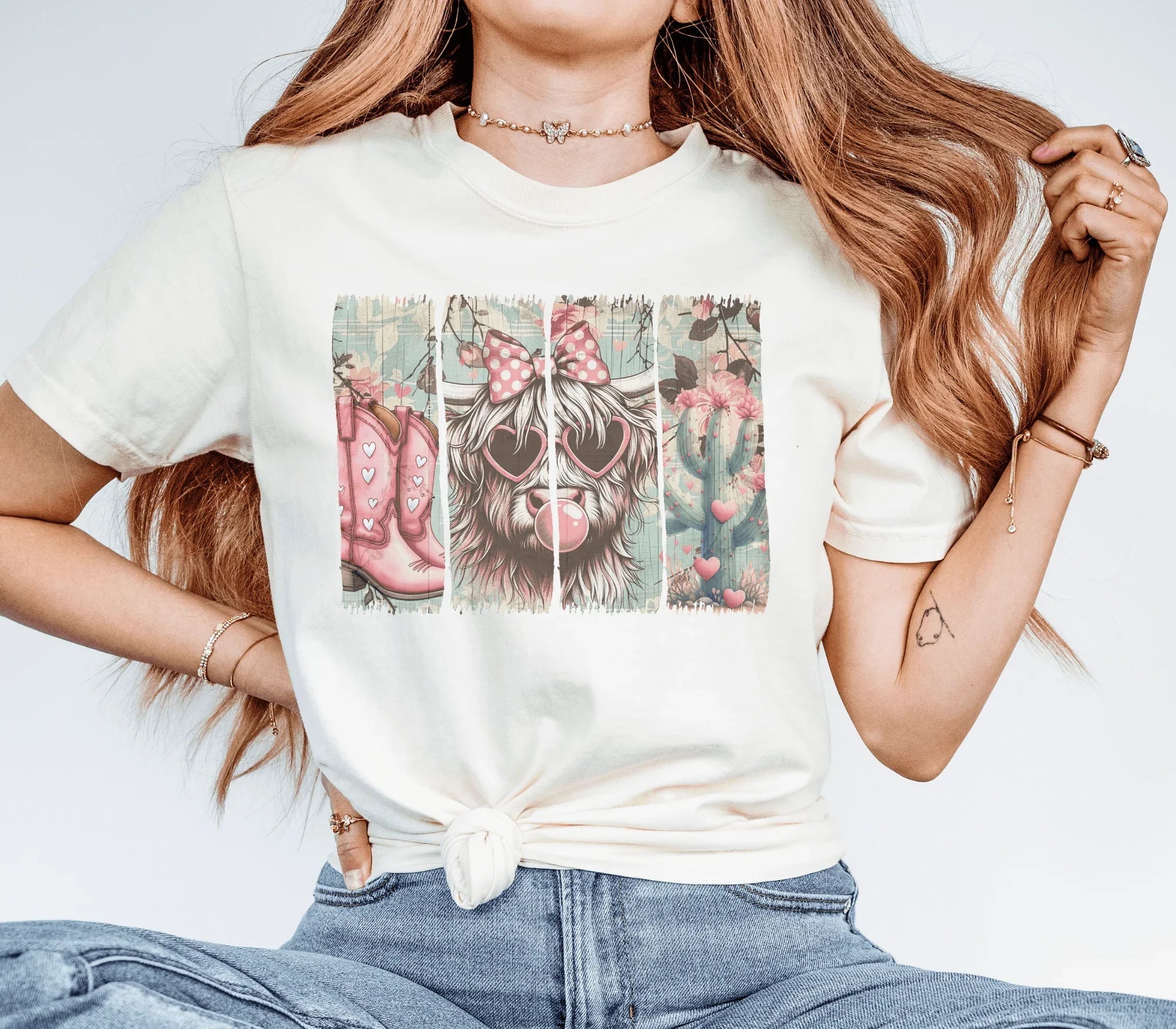 Cowgirl Cow Bubblegum Graphic Tee or Sweatshirt – Valentine's Day