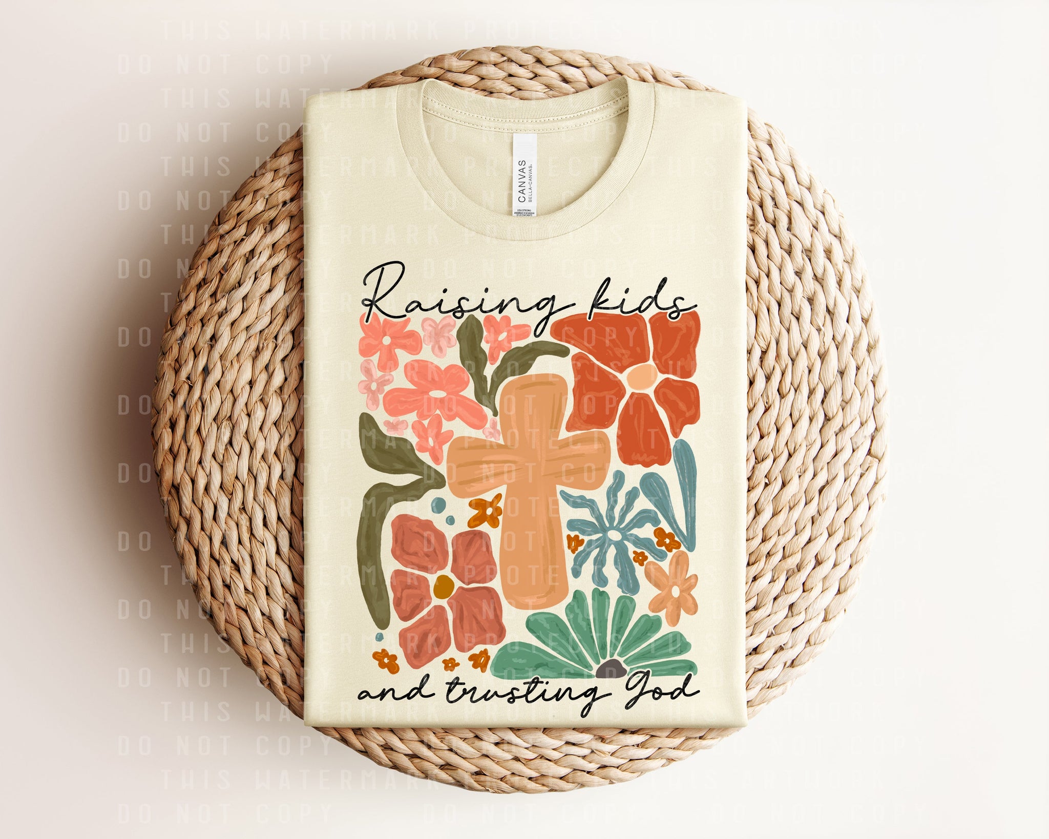 Raising Kids and Trusting God Graphic Tee – Faith Mom Tee