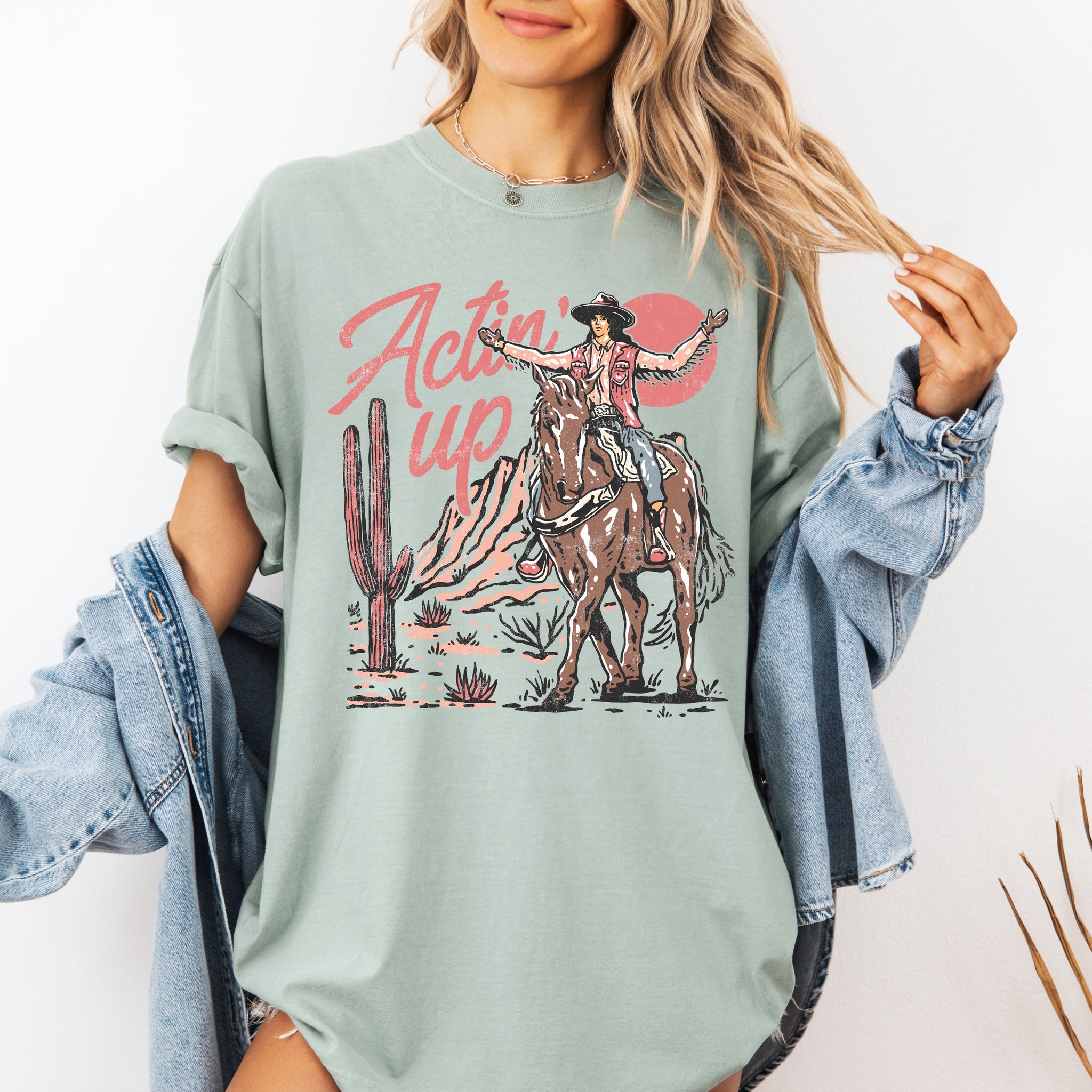 Actin' Up Cowgirl Western Comfort Colors Tee – Mother's Day