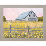 Yellow Wildflower Barn Wall Art – Farmhouse Summer Scenic Landscape Decor (SB253)