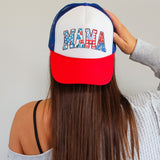 Mama Patriotic Pattern Snapback Trucker Hat – USA Cap