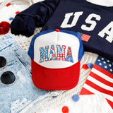 Mama Patriotic Pattern Snapback Trucker Hat – USA Cap