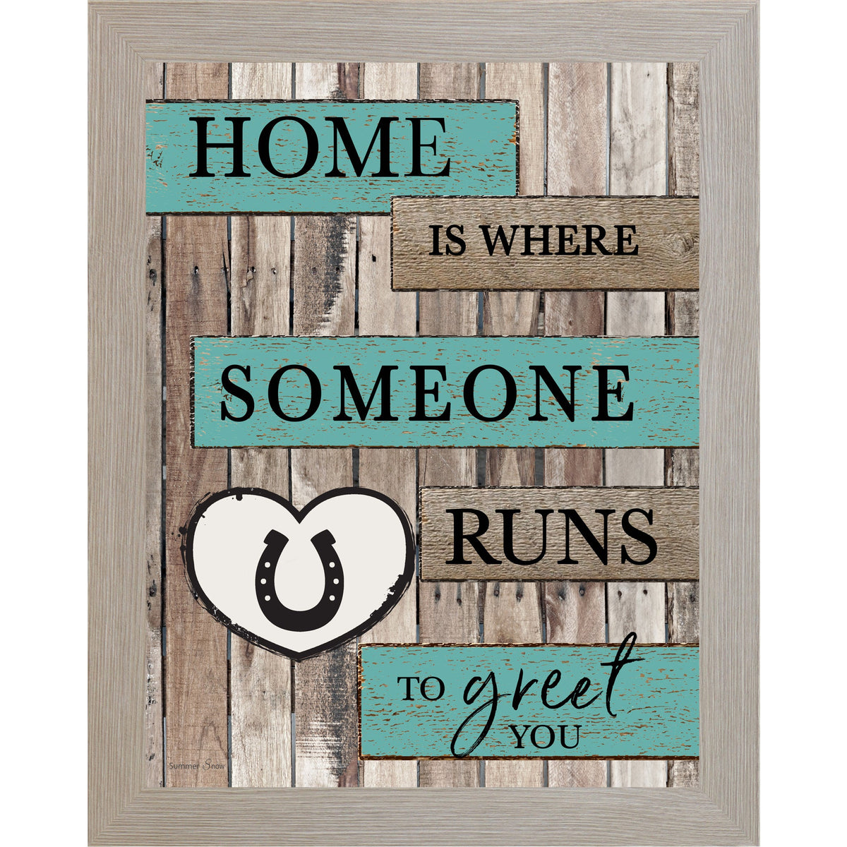 Home Is Where Someone Runs to Greet You Wall Art – Rustic Horse Farmhouse Decor (SB229)