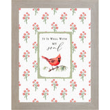 It Is Well With My Soul Cardinal Wall Art | Christian Floral Framed Decor | Red Bird Faith Print | SB176