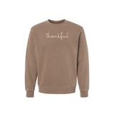 Thankful Script Pigment Dyed Crewneck Sweatshirt | Fall Thanksgiving Sweatshirt