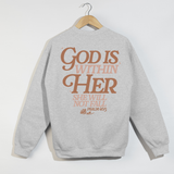 God Is Within Her Crewneck Sweatshirt – Psalm 46:5 Faith Tee