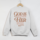 God Is Within Her Crewneck Sweatshirt – Psalm 46:5 Faith Tee