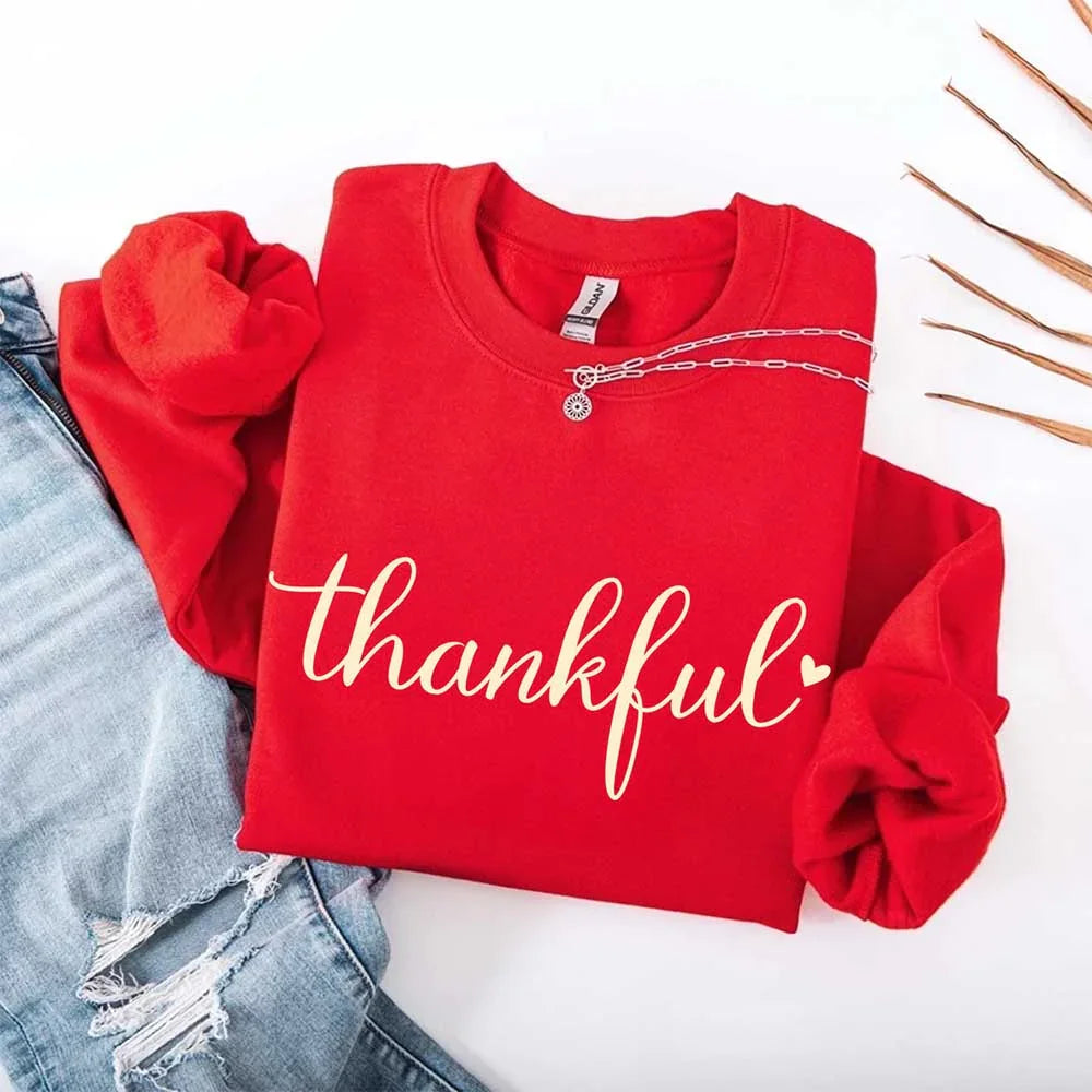 Thankful Sweatshirt for Women - Cozy Thanksgiving Gift Sweater
