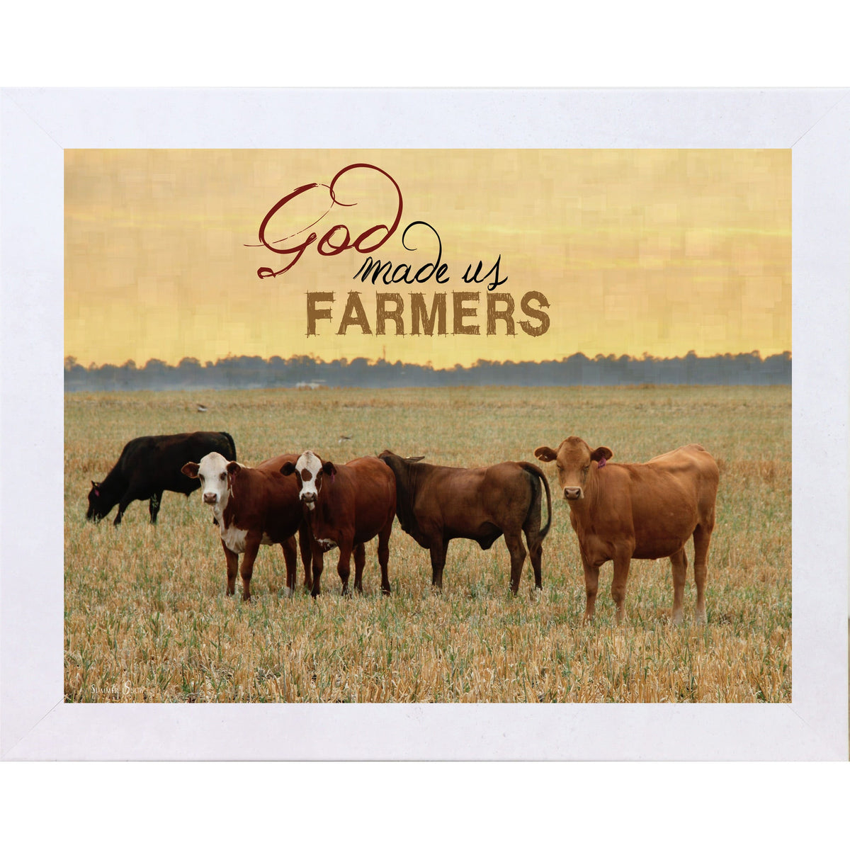 God Made Us Farmers Wall Art – Cattle Golden Field Sunset Farmhouse Landscape Decor (SSW9938)