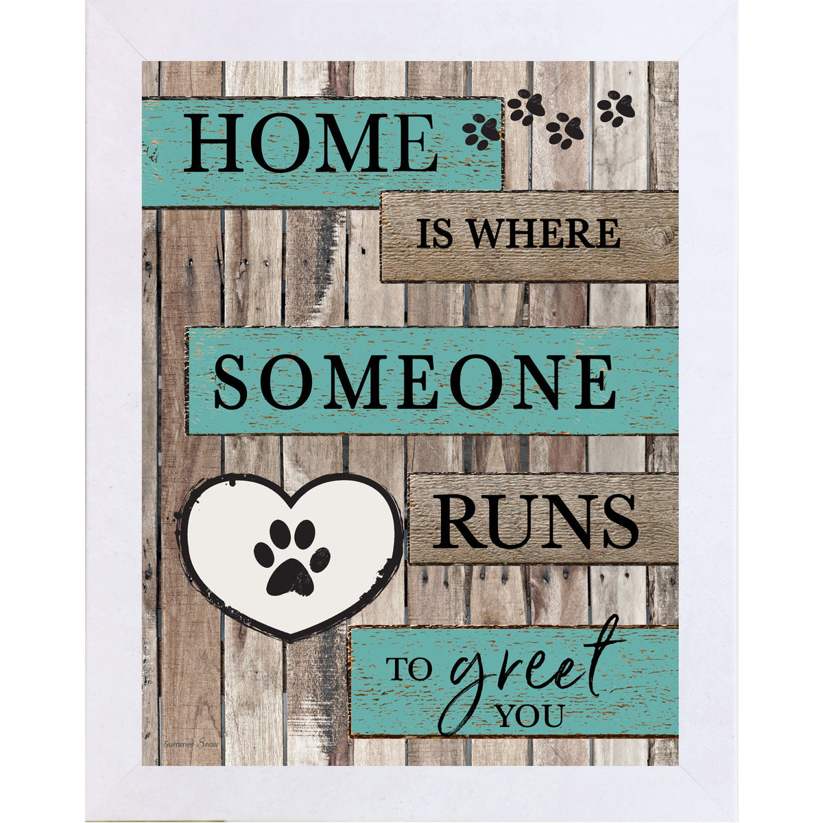 Home Is Where Someone Runs to Greet You Wall Art – Rustic Pallet Wood Pet Decor (SB228)