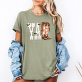 Y'all Cowboy Boots Western Halloween Autumn Festive Cattle Drive Inspired Country Western Graphic Tee