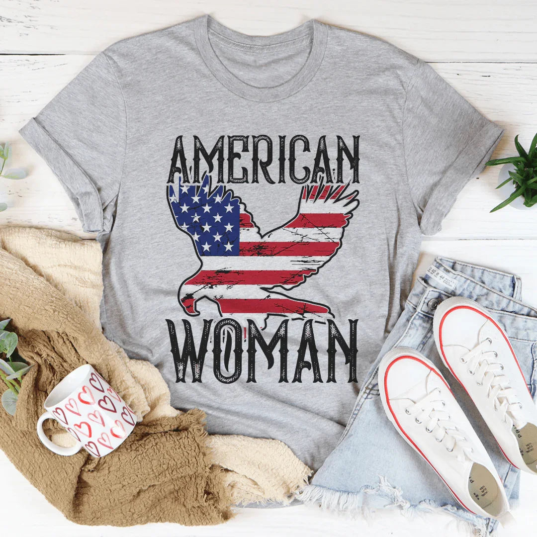 American Woman Eagle Graphic Tee – Patriotic Women's Shirt