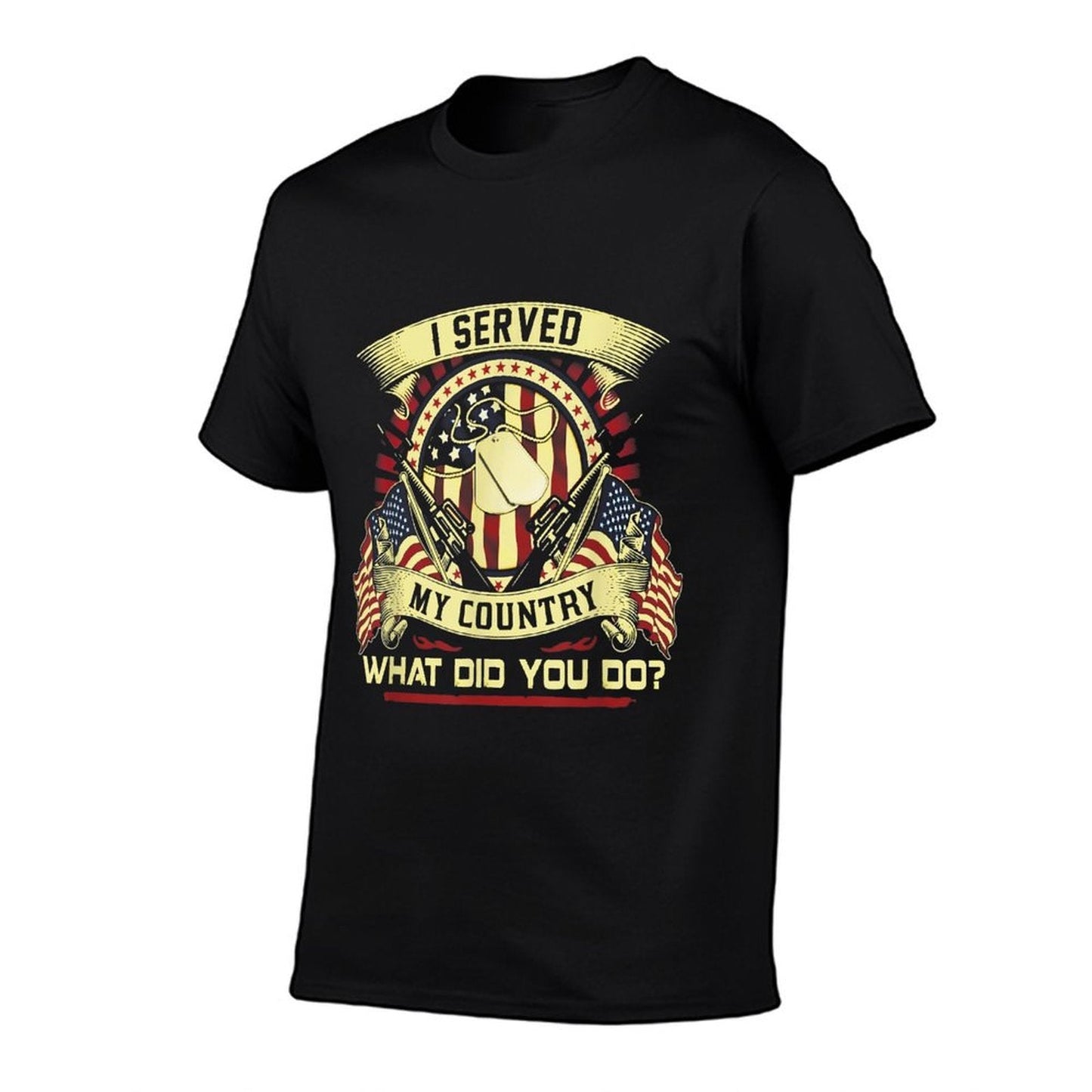 I Served My Country What Did You Do Veteran Ribbed Collar Tee