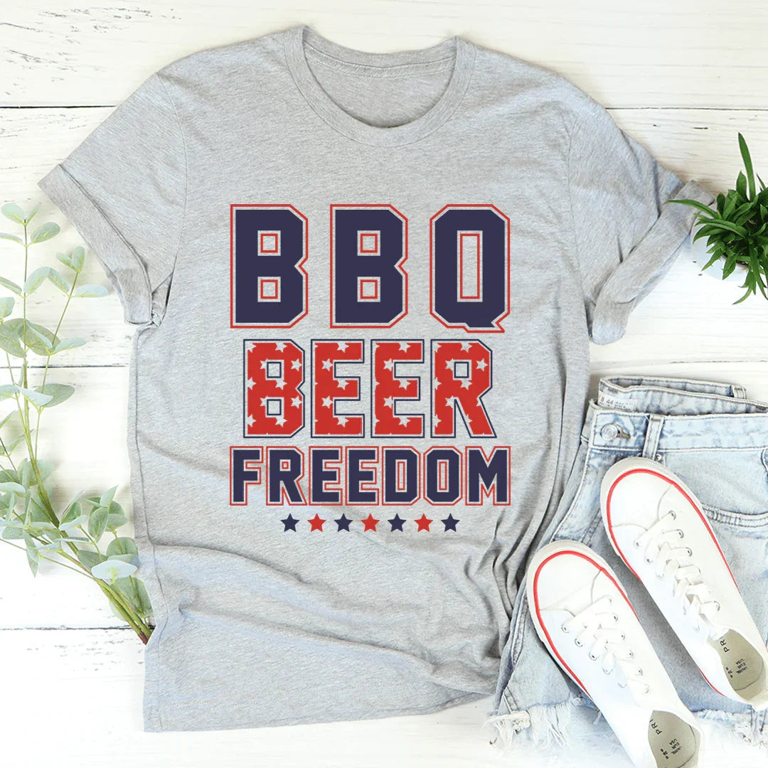 BBQ Beer Freedom Graphic Tee – Funny 4th of July Shirt