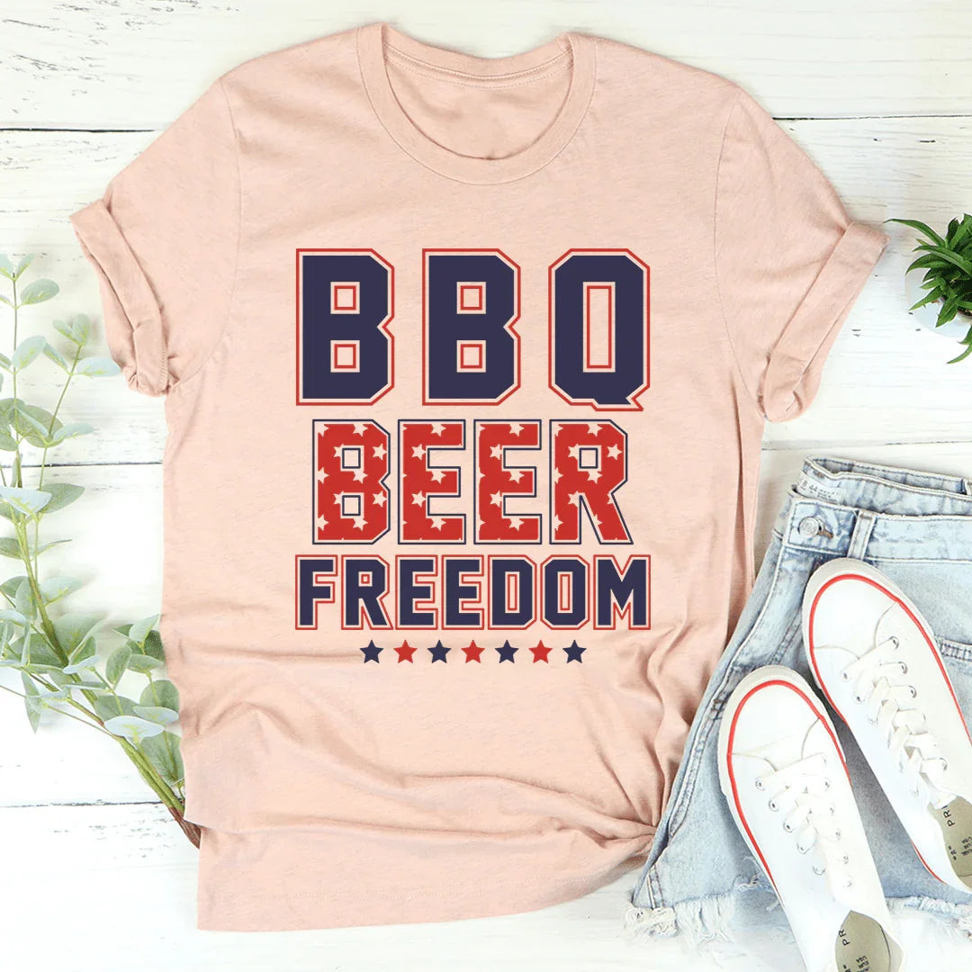 BBQ Beer Freedom Graphic Tee – Funny 4th of July Shirt