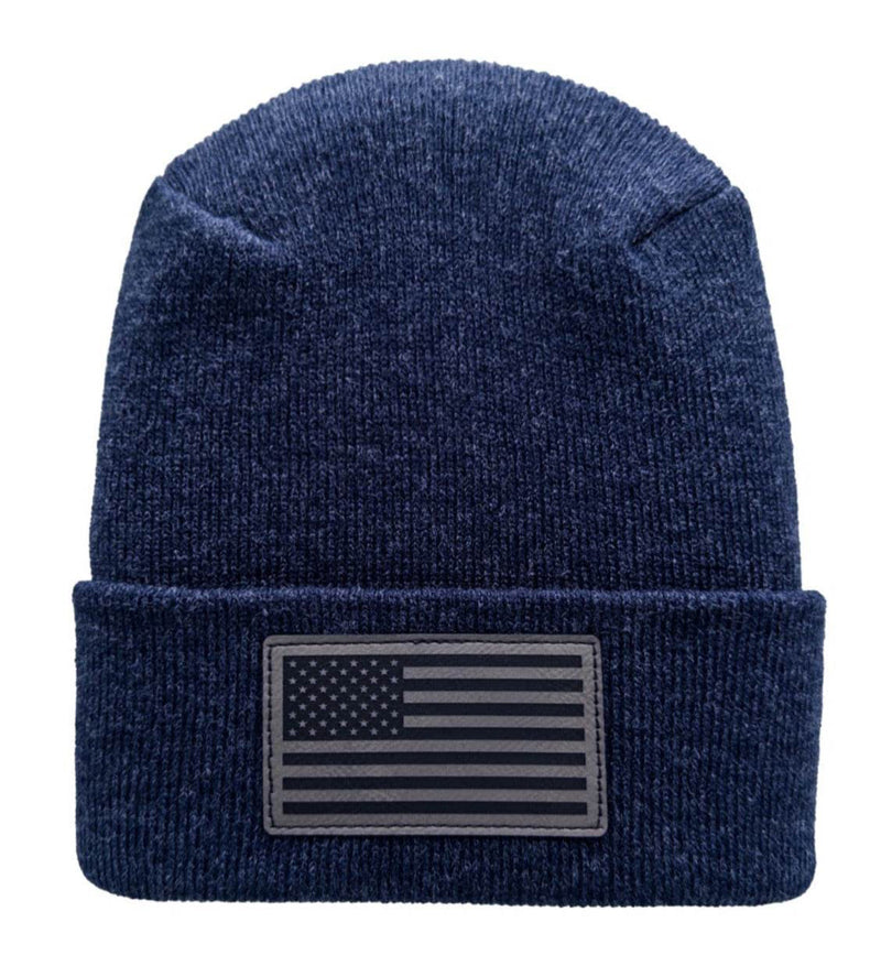 Haakwear American Flag Beanie – H Stitch Knit Cuffed USA Made