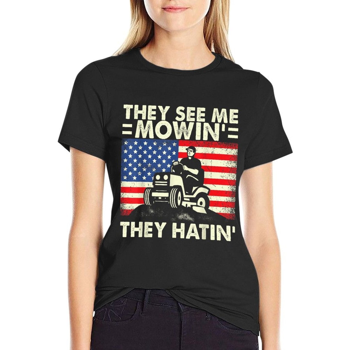 See Me Mowing They Hatin Funny Lawn Dad Heathered Tee