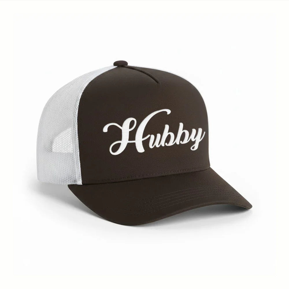 Embroidered Hubby Trucker Hat – Mesh Cap for Wedding or Anniversary