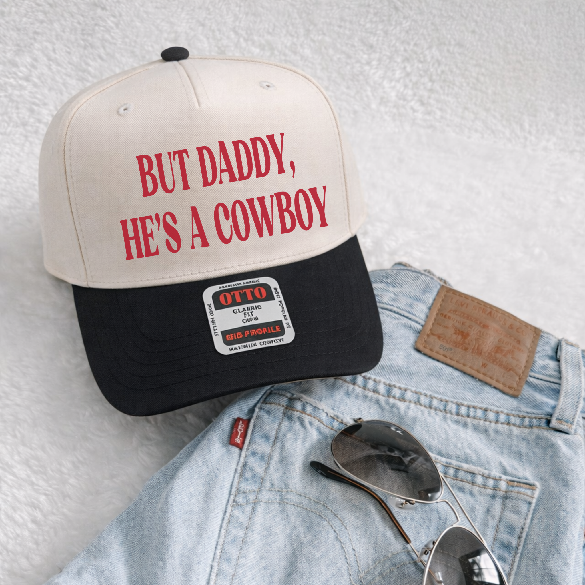 But Daddy He's a Cowboy Trucker Hat – Western Cowgirl Cap