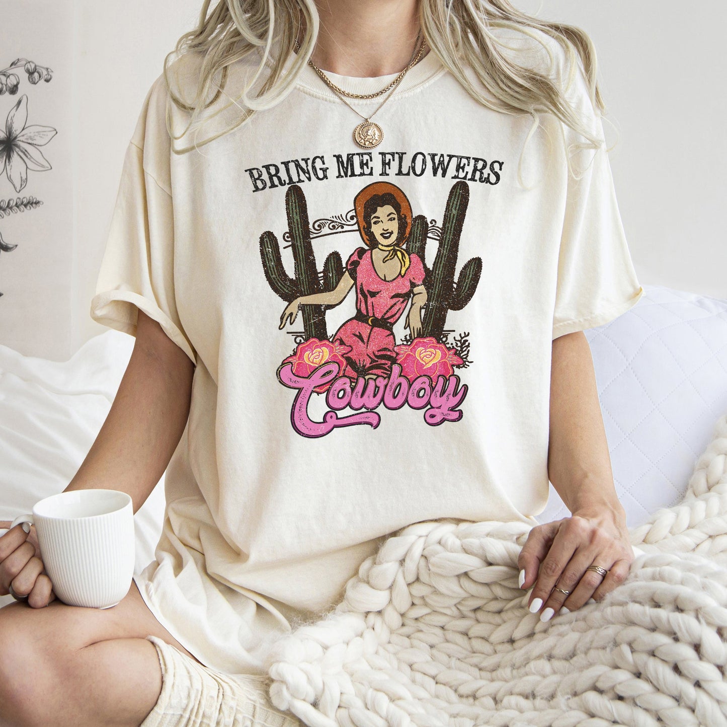 Bring Me Flowers Cowboy Comfort Colors Tee – Valentine's Day