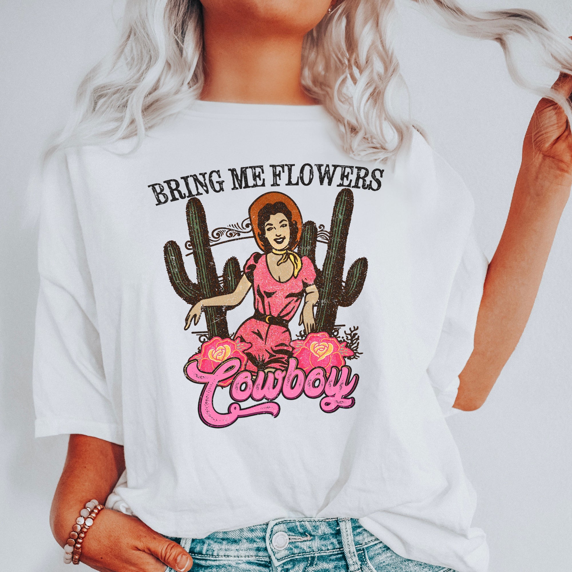 Bring Me Flowers Cowboy Comfort Colors Tee – Valentine's Day