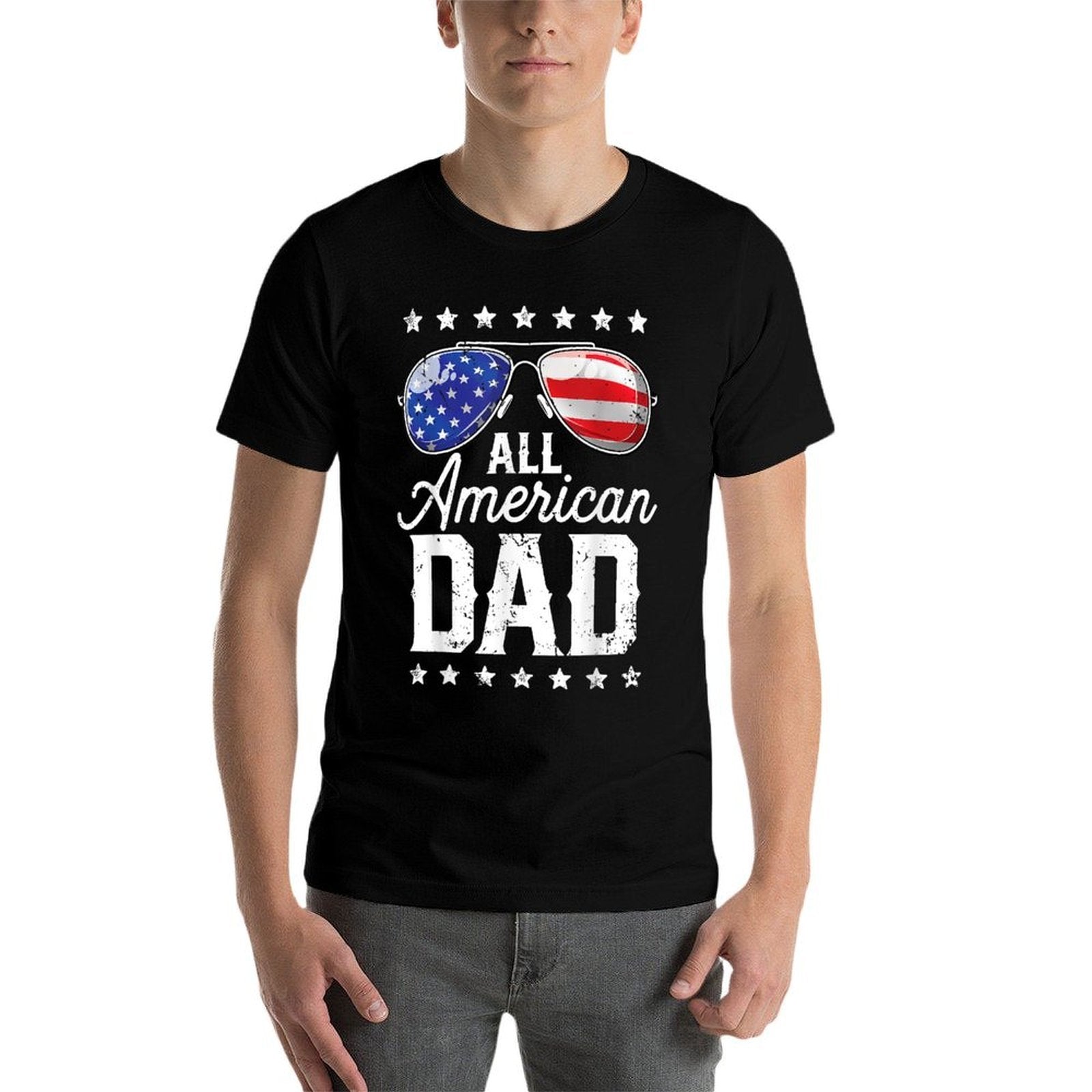 All American Dad 4th of July Father's Day Sunglasses Slim Fit Tee
