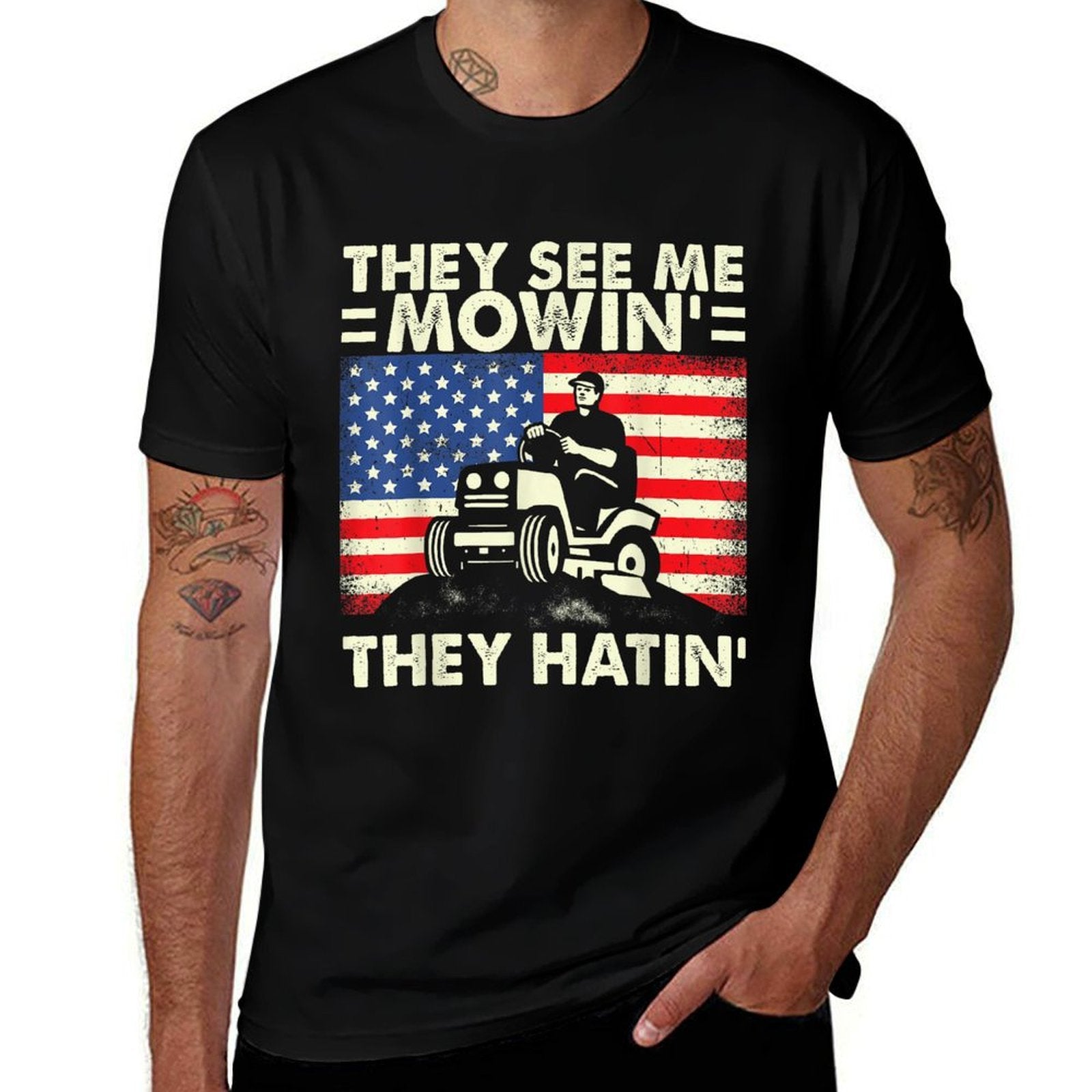 See Me Mowing They Hatin Funny Lawn Dad Heathered Tee