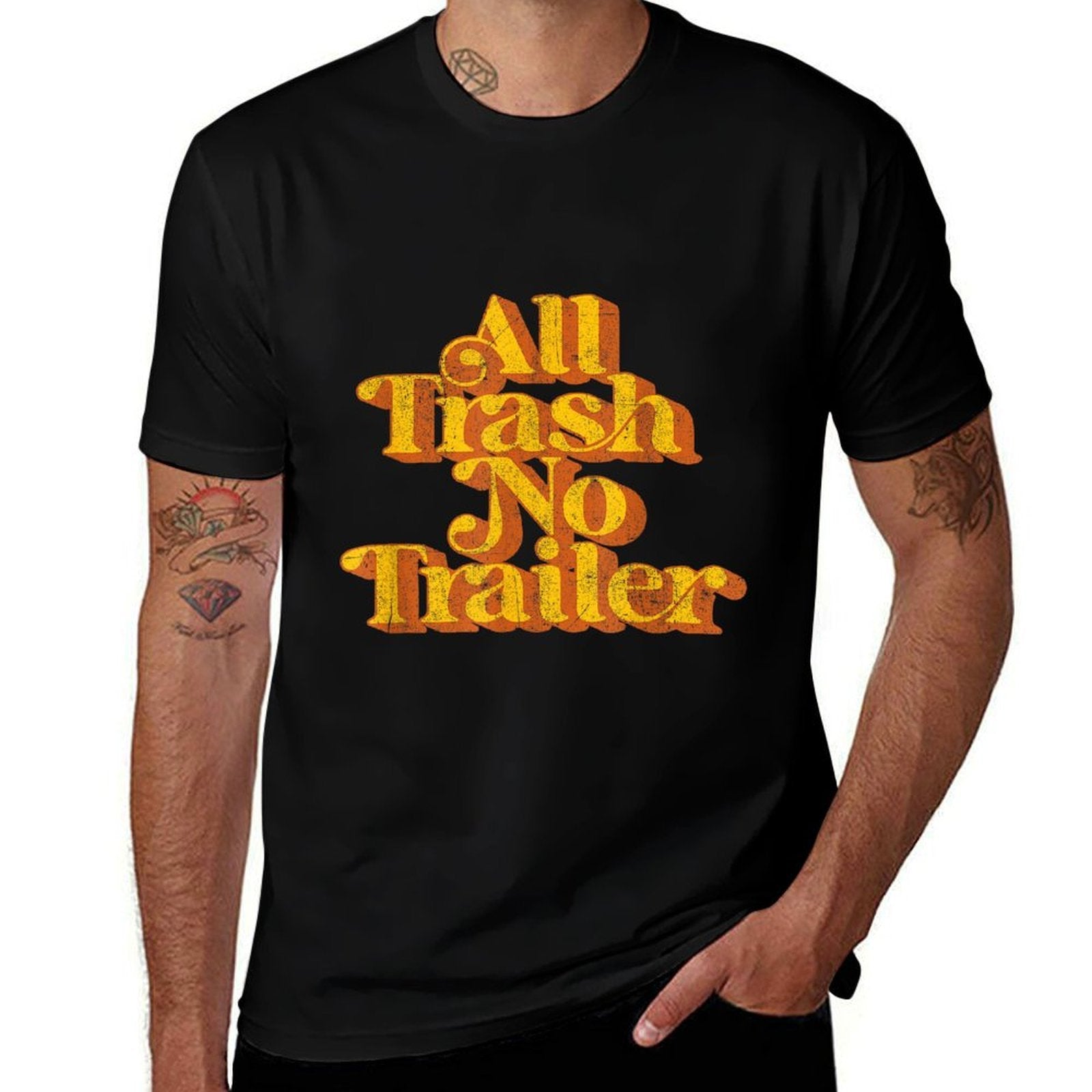 All Trash No Trailer Funny Retro 70s Country Pride Tee