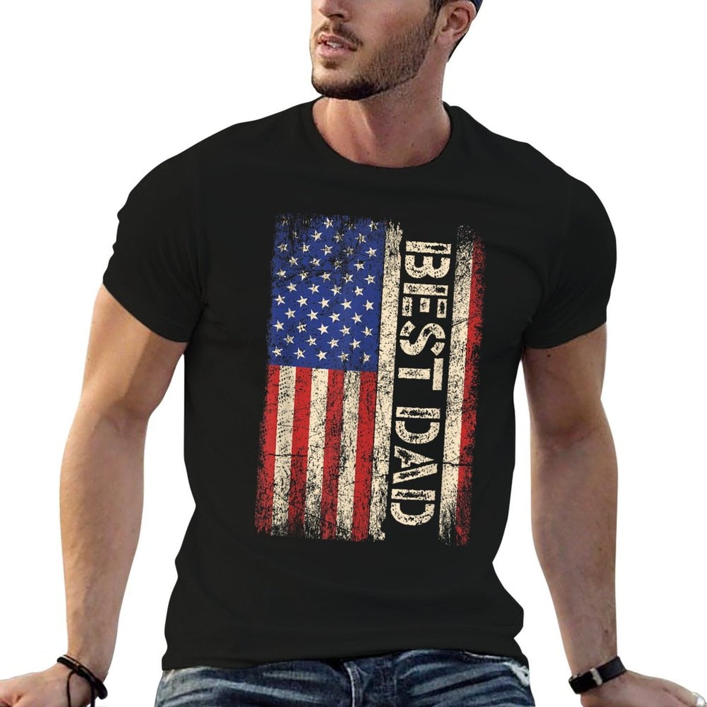 Best Dad Ever American Flag Father's Day Breathable T-Shirt