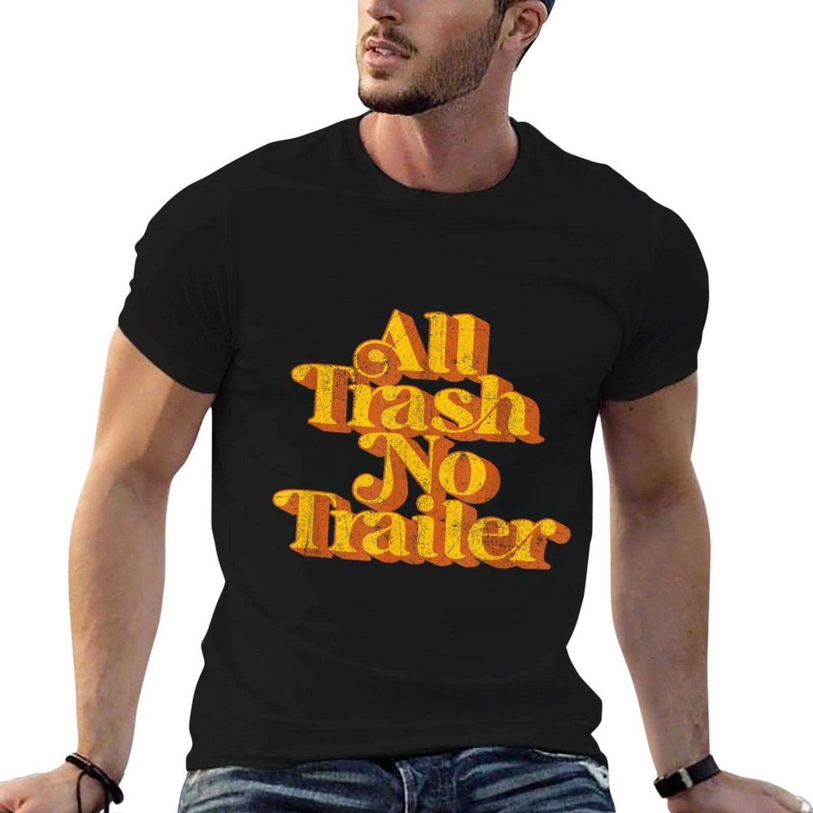 All Trash No Trailer Funny Retro 70s Country Pride Tee